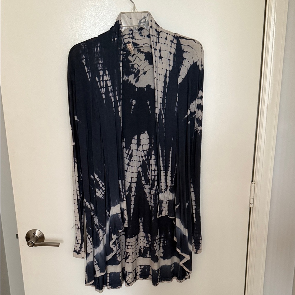 Blue and White Tie-Dye Cardigan